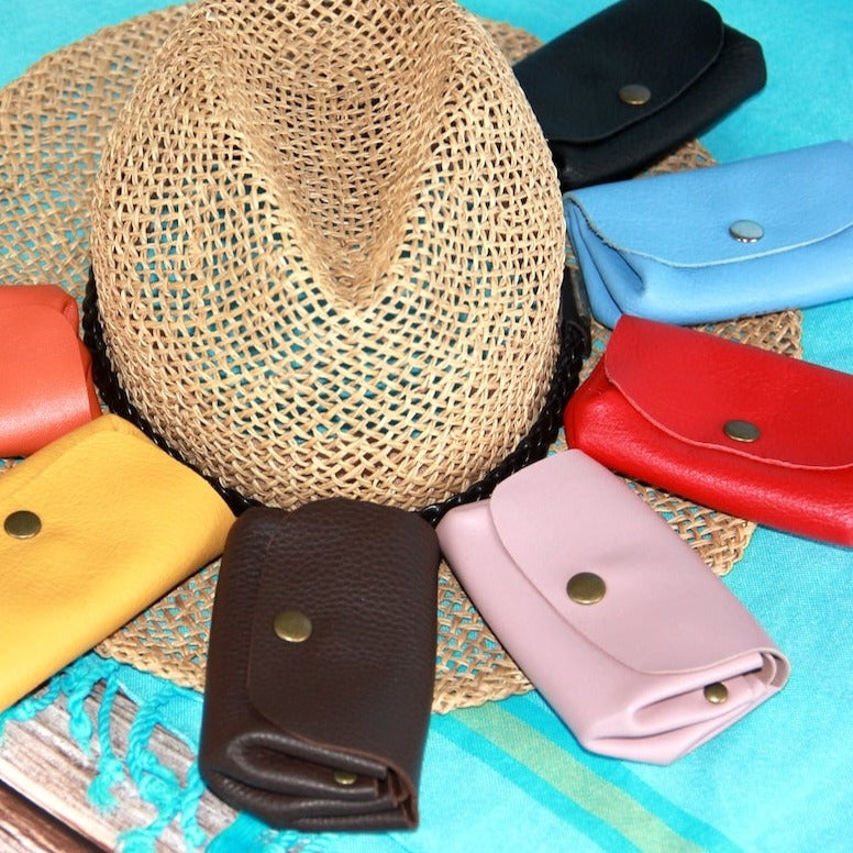 Collectie portemonnees met 3 vakken in diverse kleuren