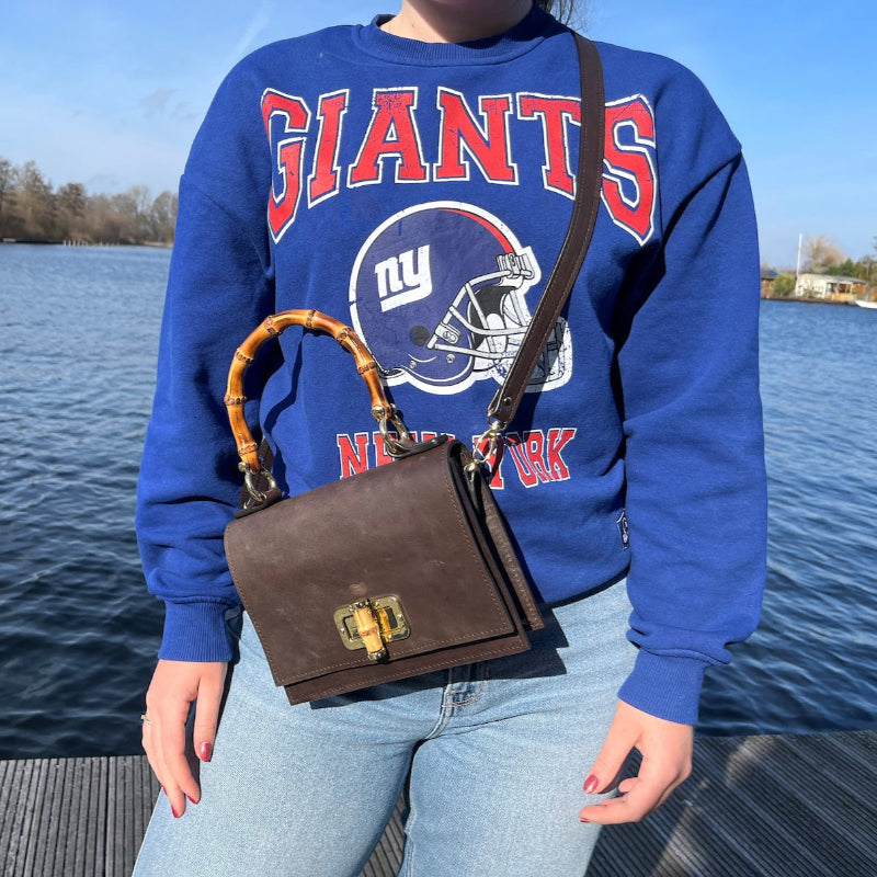 Handgemaakte Maatwerk leren tas uit Madrid Bamboo collectie in mocha