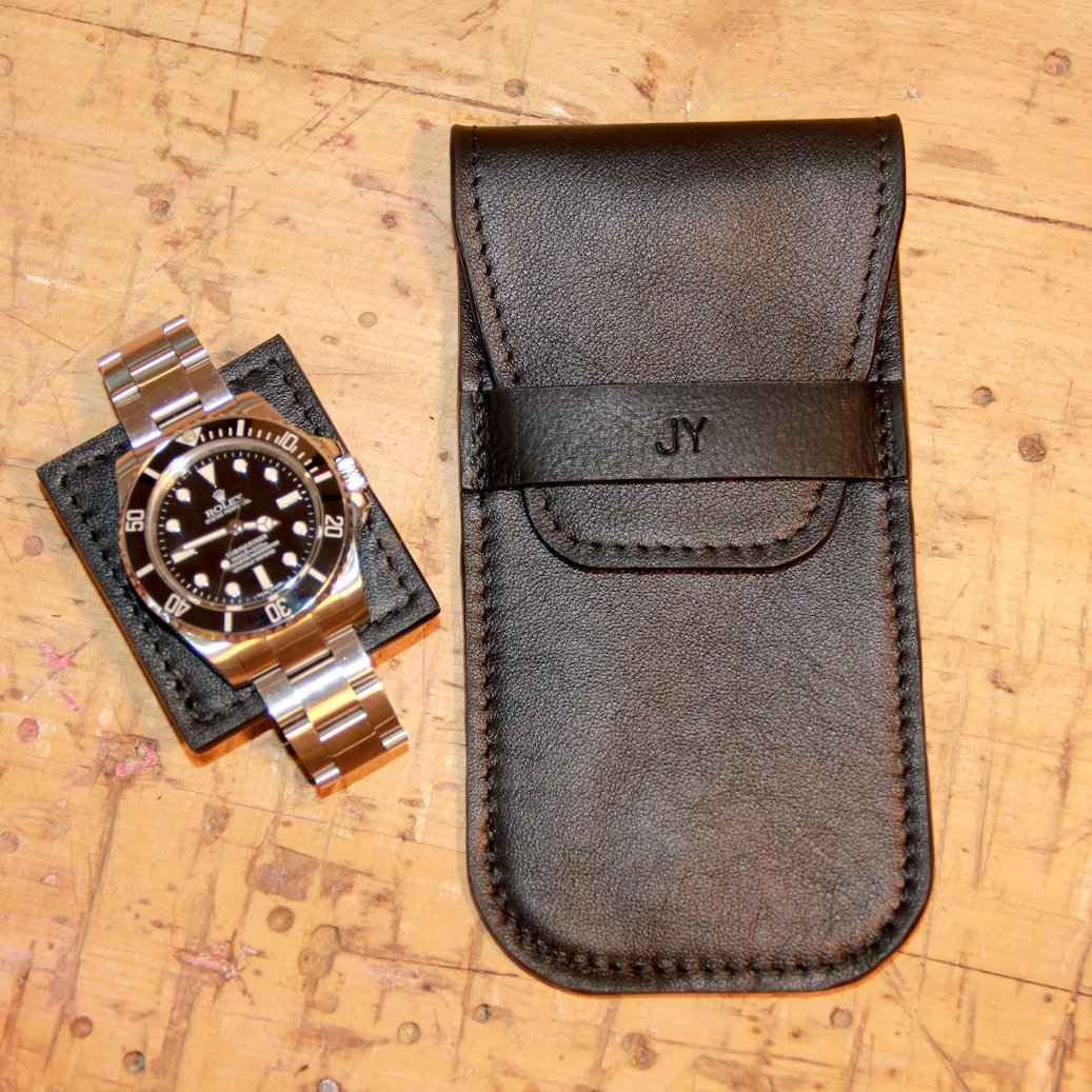 Handgemaakte travel etui voor klok