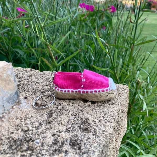 Handgemaakte mini espadrille in roze