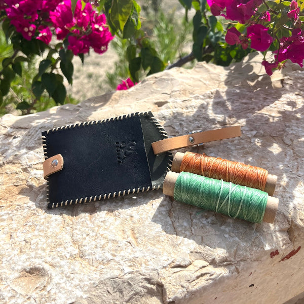 Handgemaakte leren bagagelabel 