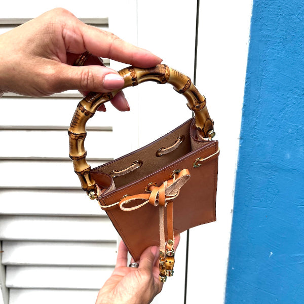 Handgemaakte duurzame crossbody tas uit de Madrid Bamboo collectie van SA Design binnenzijde