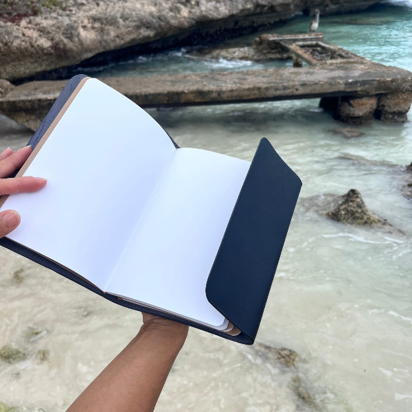 Leren notebook met blanco inserts