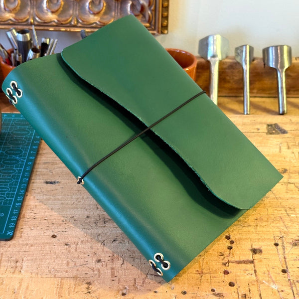 Leren notebook in groen voor schriften