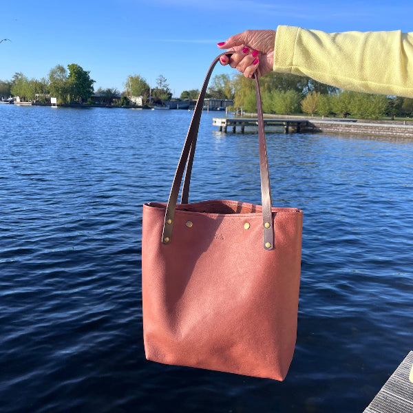 Leren shopper in cognac