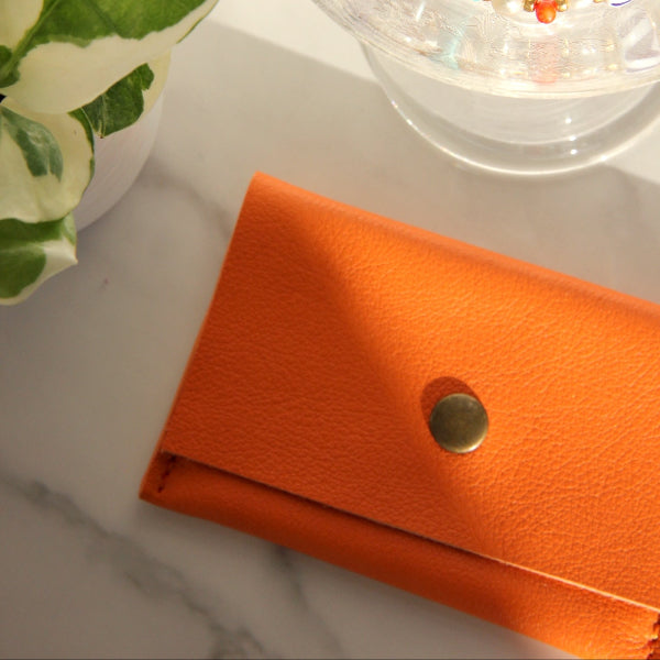 Pasjeshouder oranje met 3 vakken