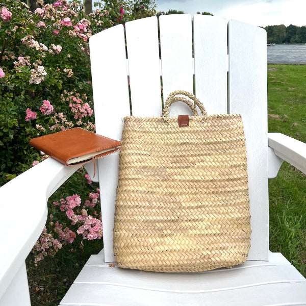 Handgemaakte rieten tas in vierkant model groot