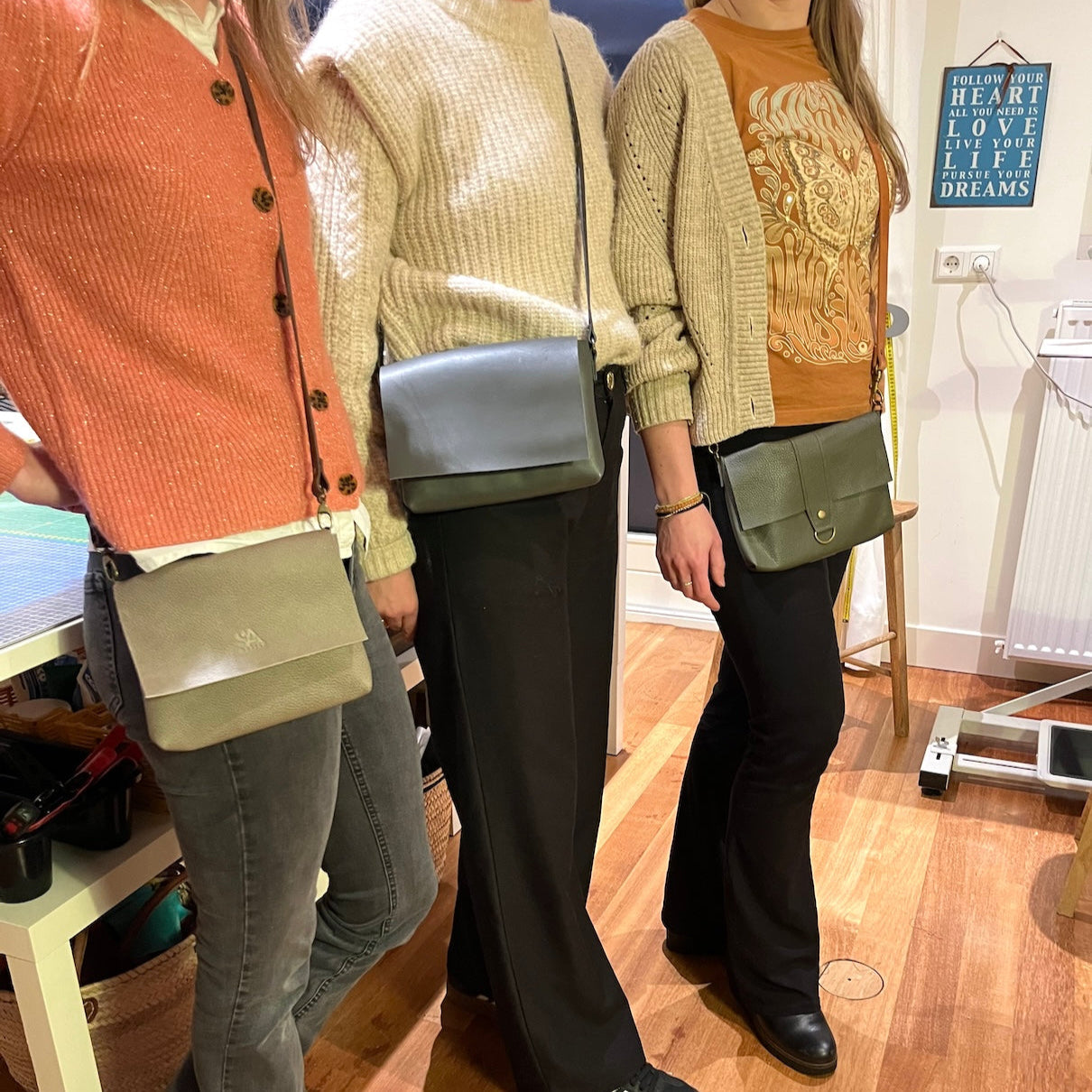 Resultaten van 3 tassen van workshop kleine leren tas van SA Design