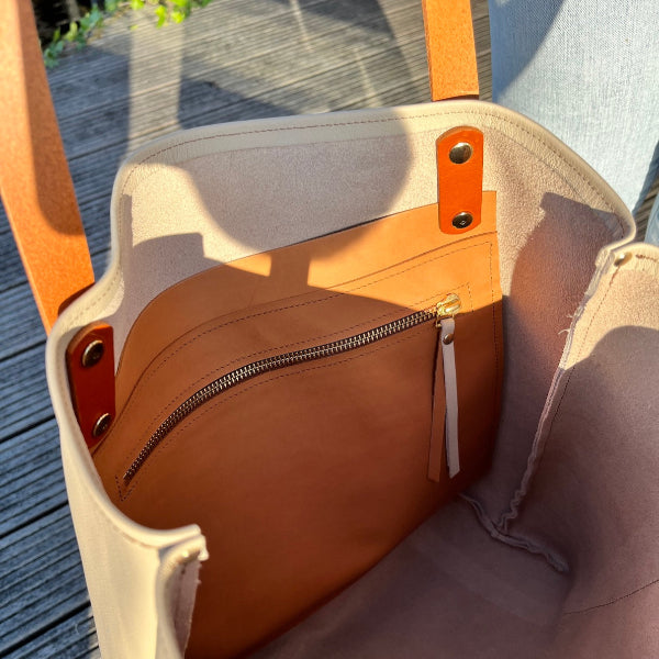 Binnenkant leren shopper