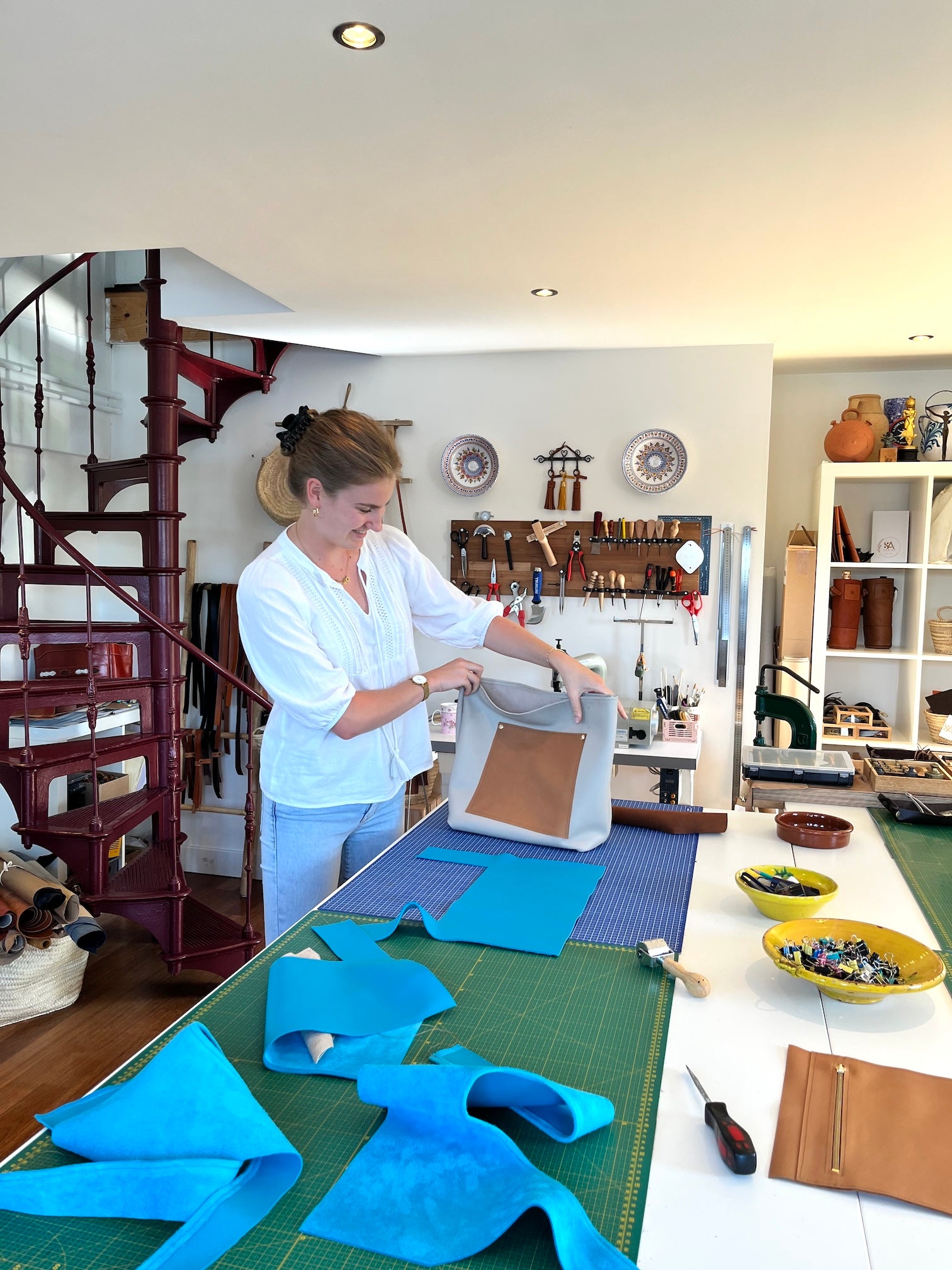 Verwondering van cursist die zelf de leren shopper gemaakt heeft